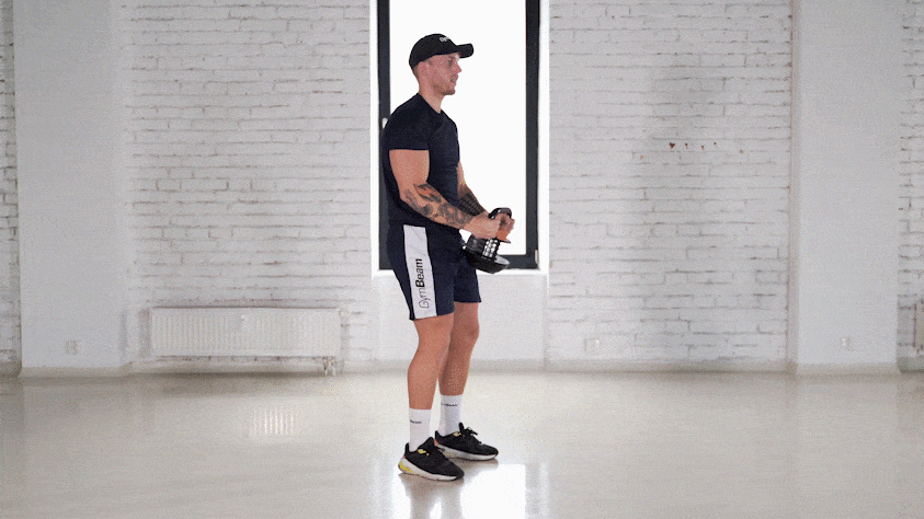 How to correctly exercise kettlebell reverse lunges and biceps curls