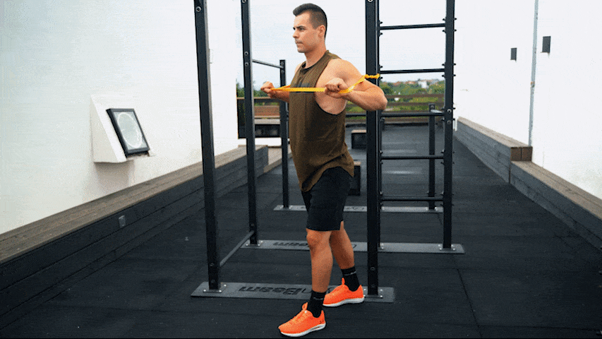 How to do resistance band standing chest press correctly?