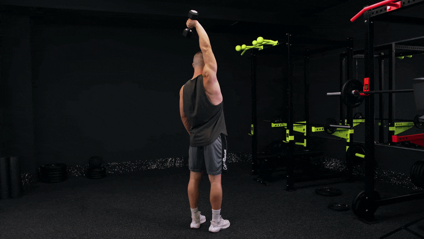 Ako cvičiť tricepsové tlaky s jednoručkou v stoji?