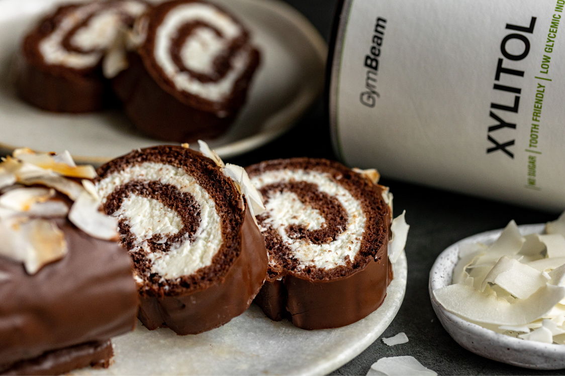 Chocolate Swiss Roll with Curd & Coconut Cream