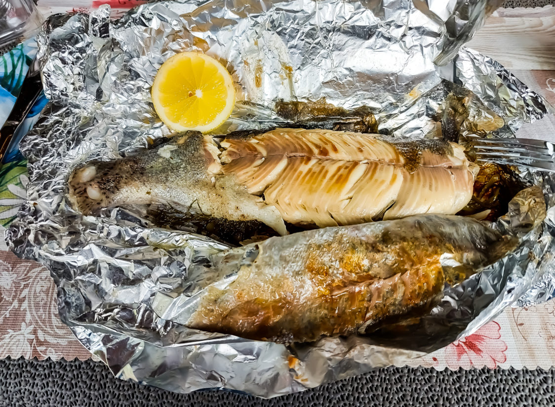 Grilled fish in foil is lower in fat and calories