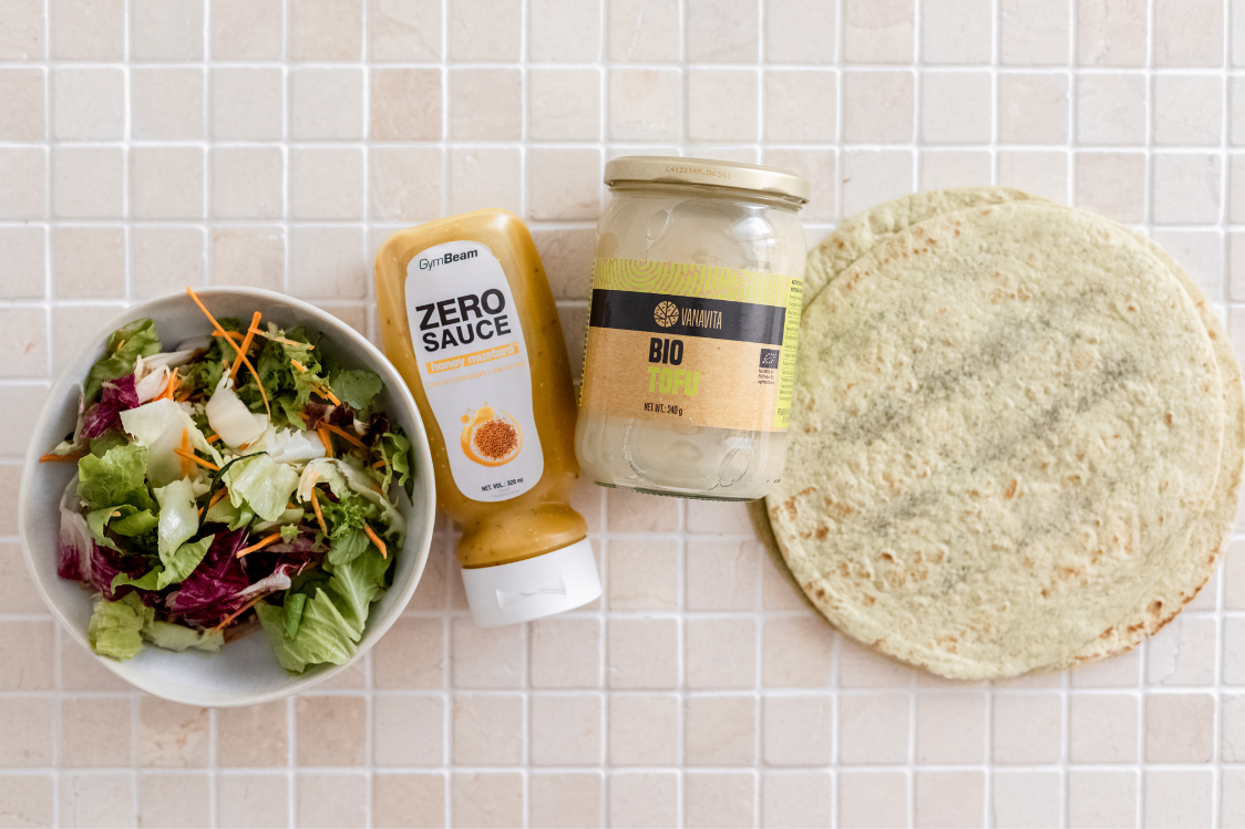Tortilla wrap with tofu and honey-mustard sauce - ingredients