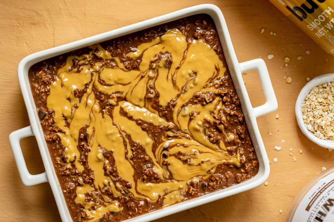 Brownie baked oatmeal with peanut butter 