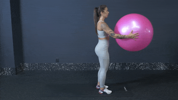 exercise ball reverse lunge with twist