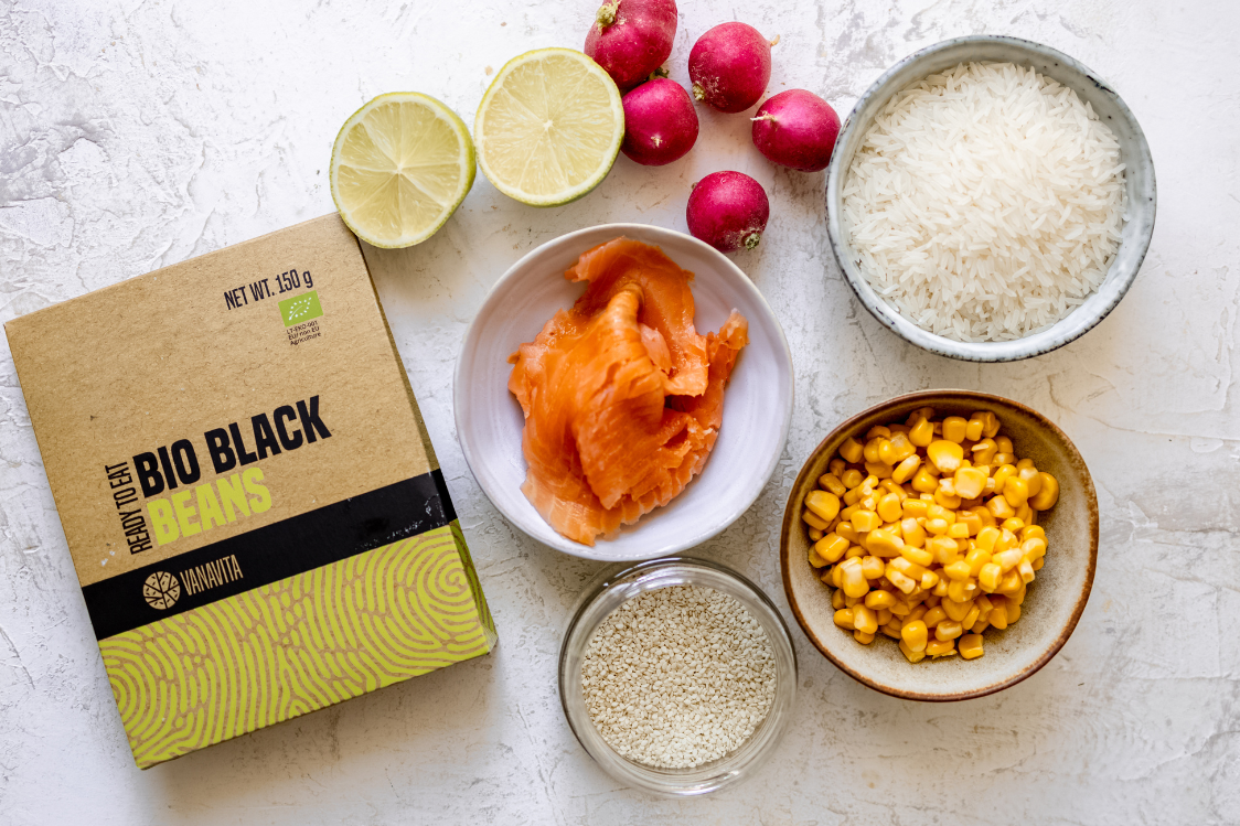 Poke bowl s lososem - Ingredience