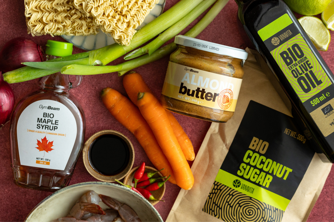 Asijské nudle s krevetami - ingredience