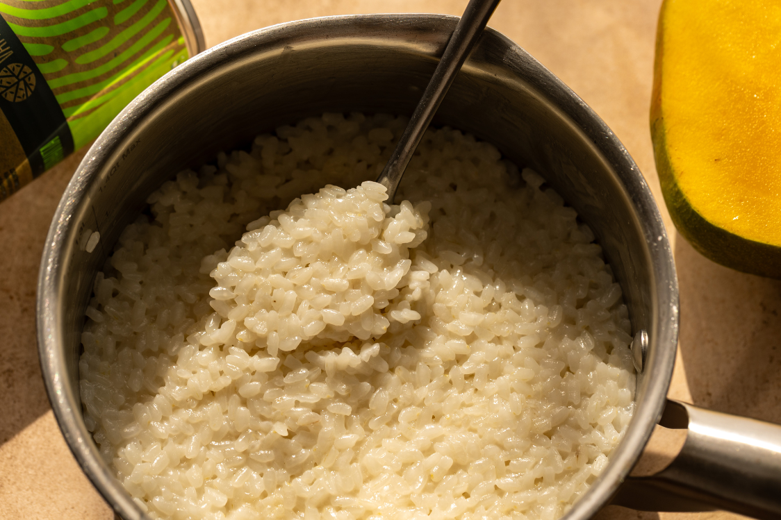 Mango sticky rice - příprava rýže