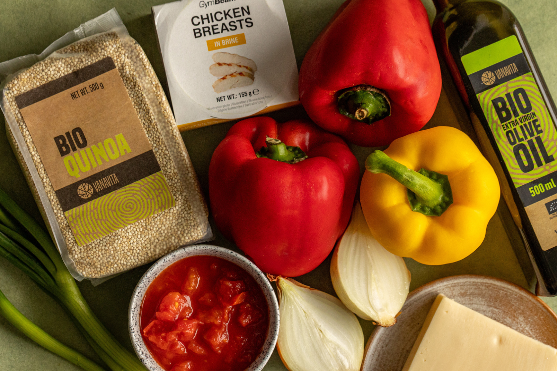 Plněné papriky s kuřecím masem a quinoou - ingredience