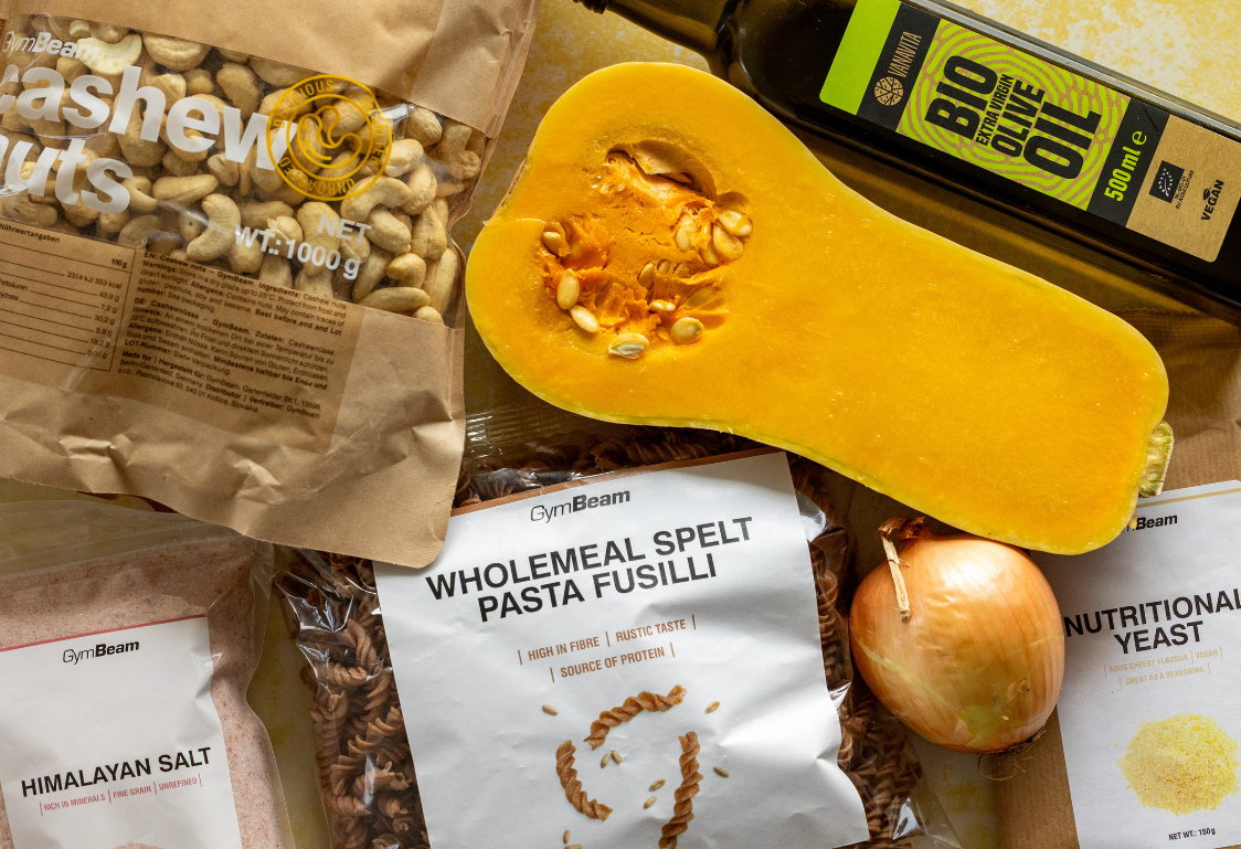 Těstoviny s veganskou dýňovou omáčkou - ingredience