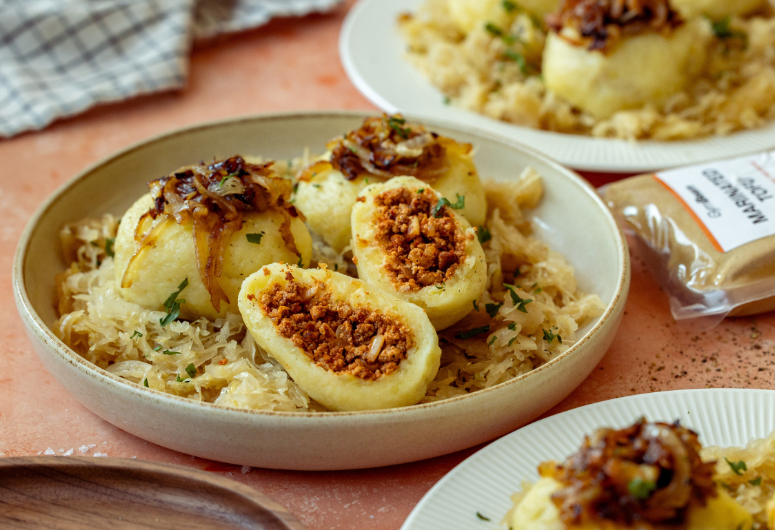 Bramborové knedlíky plněné tofu 