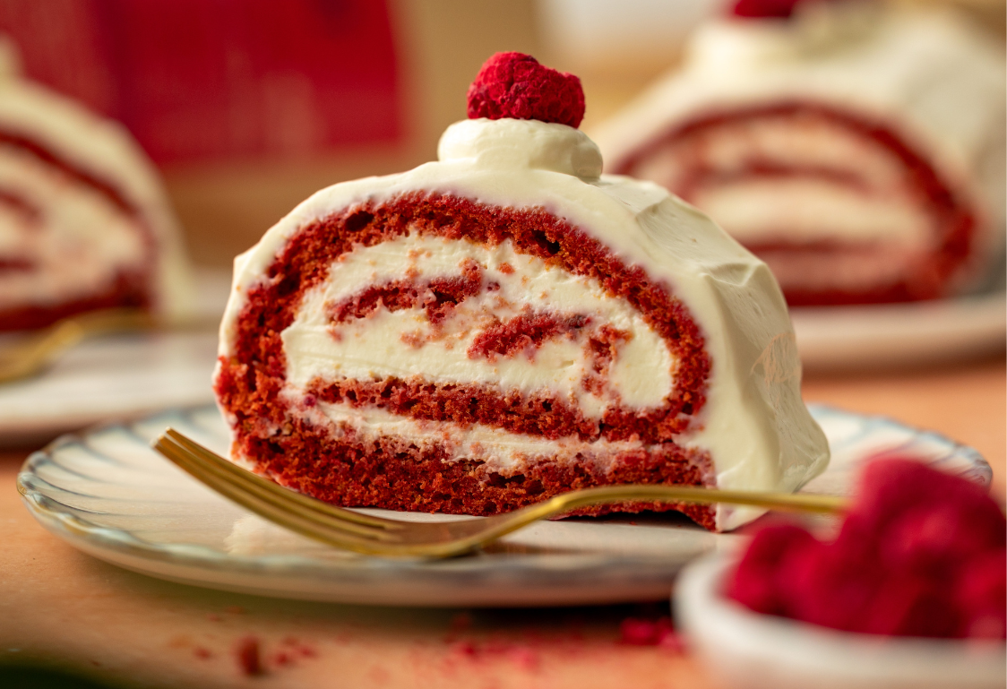 Red Velvet roláda plněná tvarohovým krémem