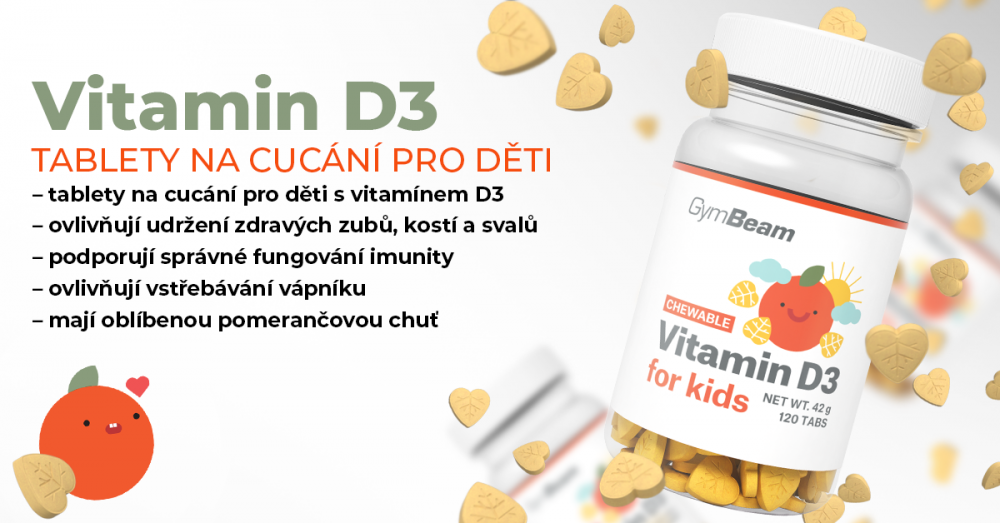 Vitamín D3, tablety na cucání pro děti - GymBeam