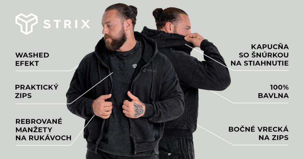 Mikina Zip Washed Sweatshirt - STRIX