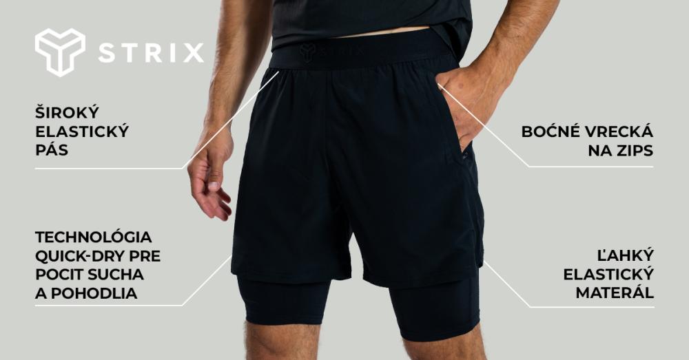 Šortky 2v1 ULTRA Black- STRIX