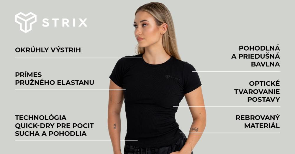 Dámské žebrované černé tričko - STRIX
