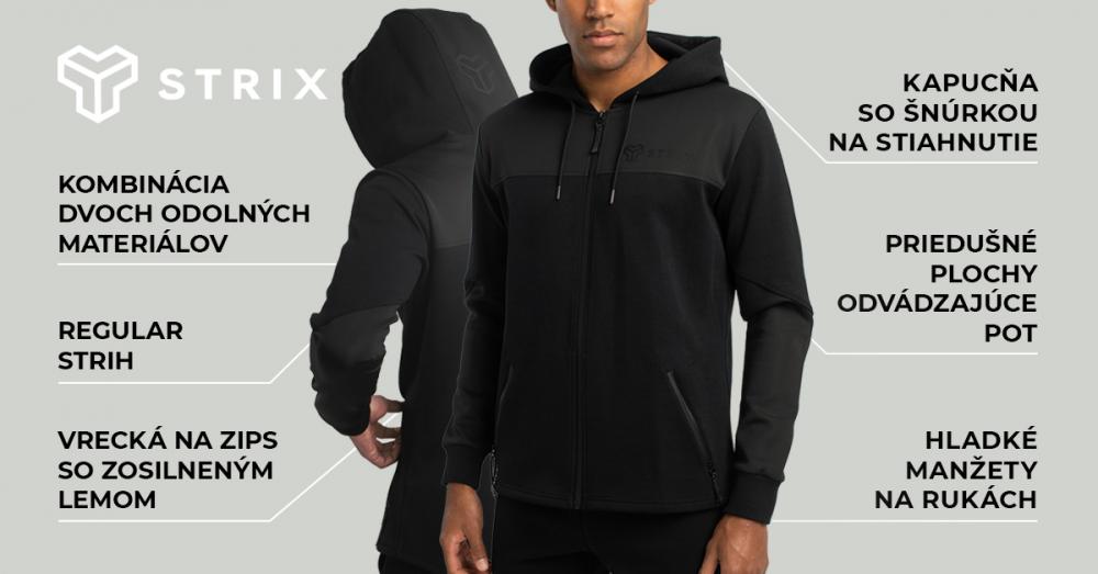 Mikina Essential Zip Up Hoodie Black - STRIX Mikina Essential Zip Up Hoodie Black - STRIX