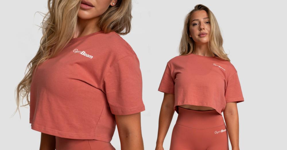  Dámské tričko Limitless Cropped T-Shirt Cinnamon- GymBeam