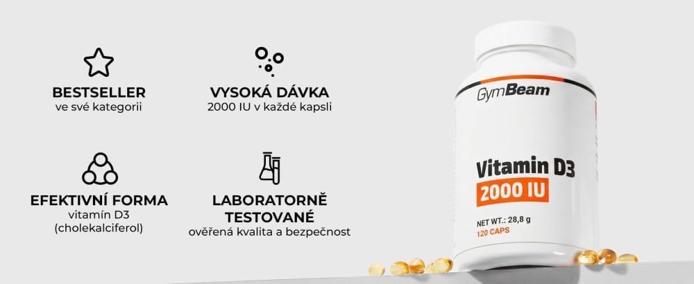 Vitamín D3 2000 IU - GymBeam - hlavní benefity
