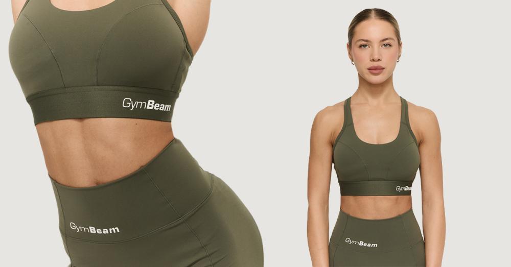 Sportovní podprsenka Combat Olive Grey - GymBeam