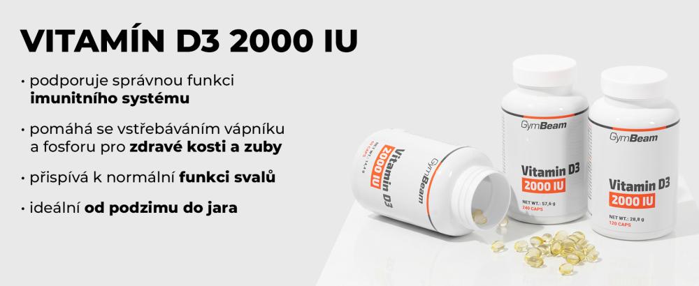 Vitamin D3 2000 IU - GymBeam - proč používat