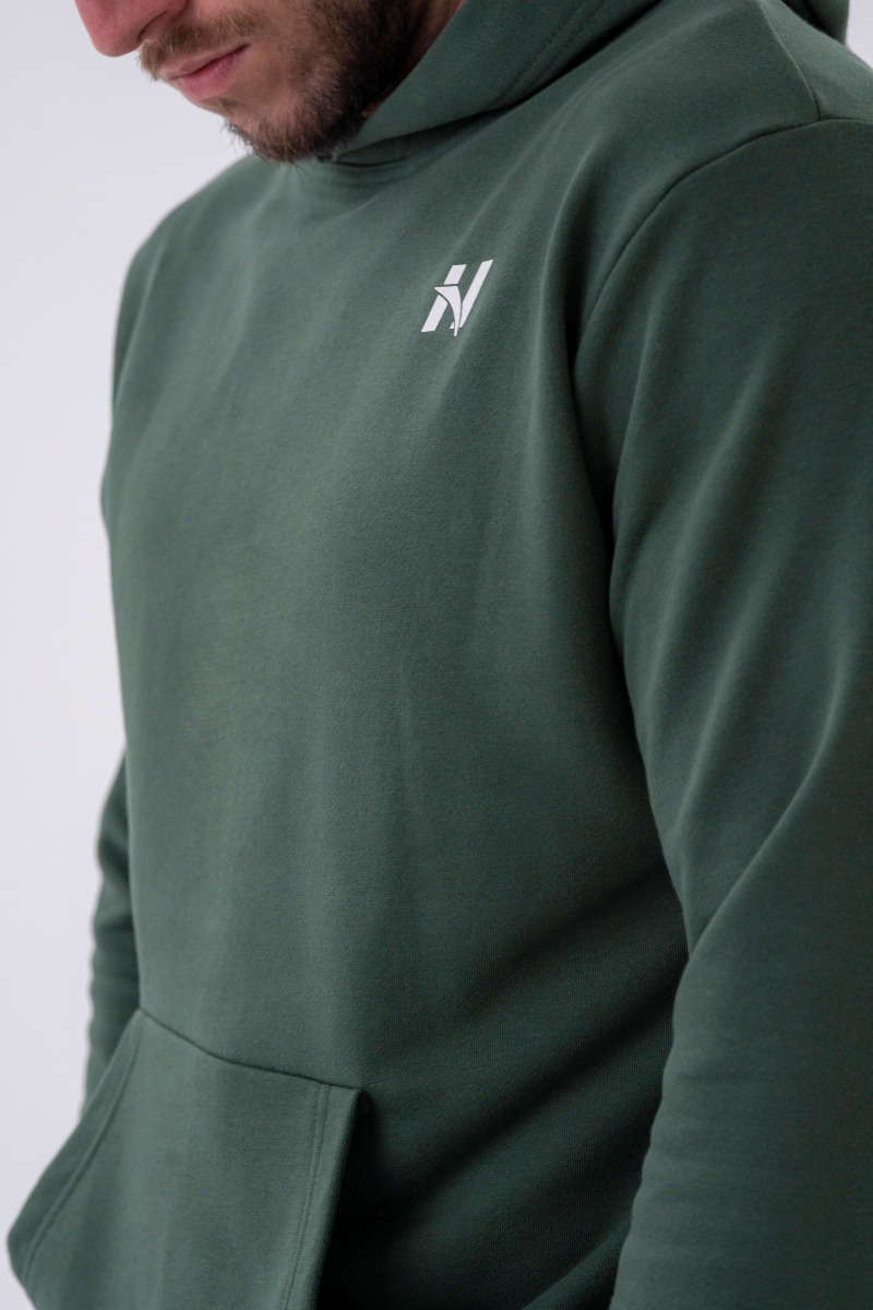 NEBBIA Pánská mikina Pouch Pocket Dark Green (obrázek 4)
