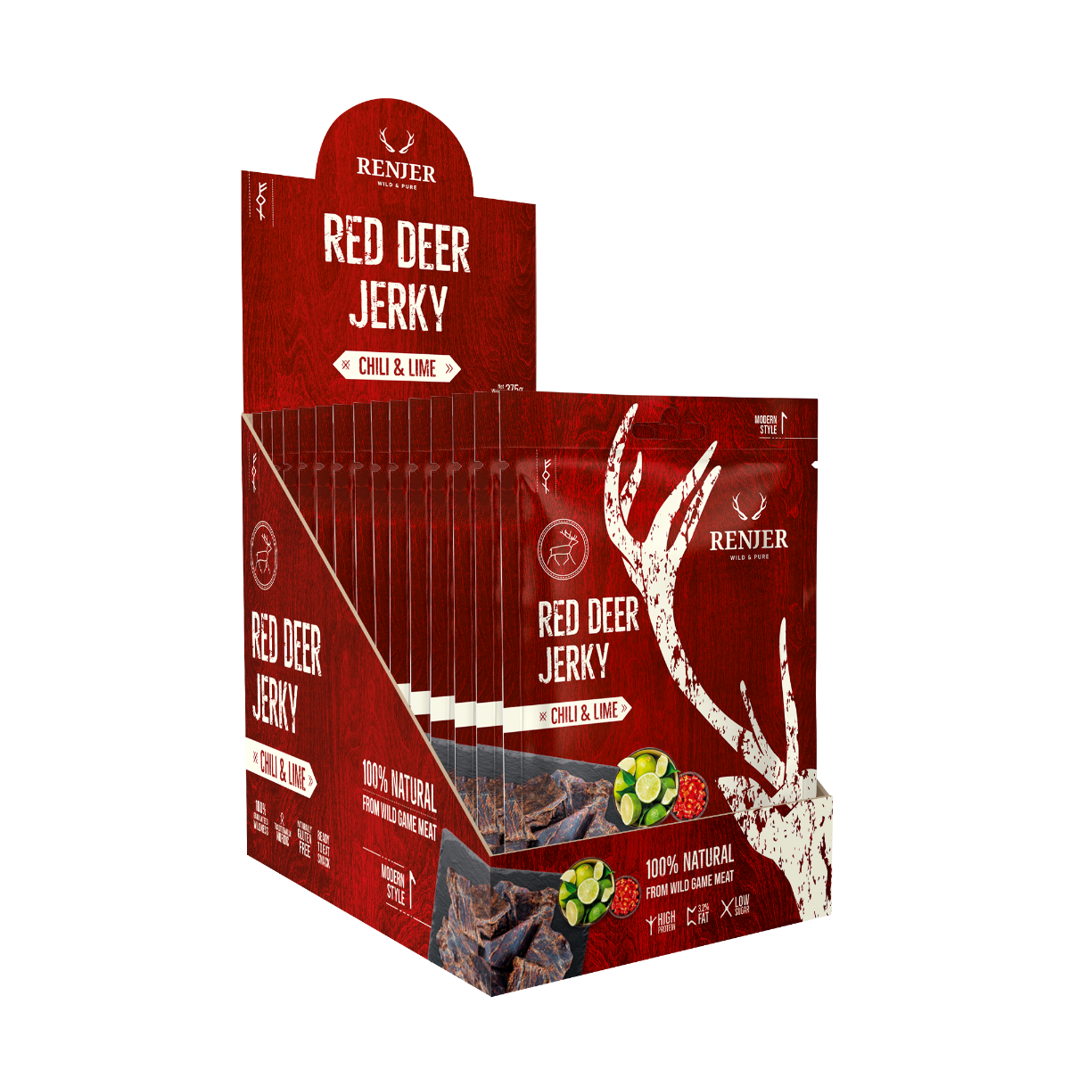 Sušené jelení maso Deer Jerky - Renjer chilli a limetka 25 g