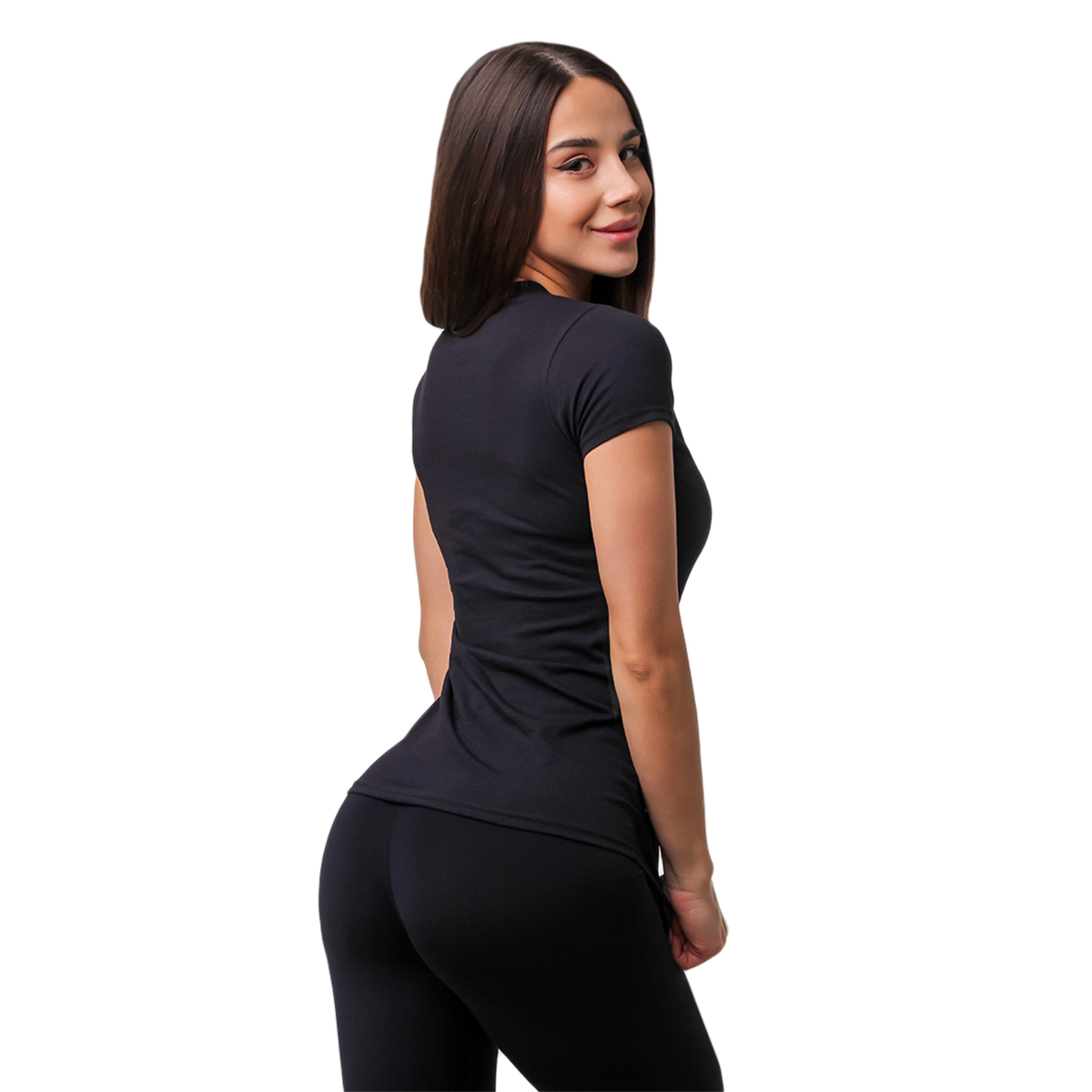 GymBeam Dámské tričko Basic Black - Velikost: XS | Barva: Čierna | Hmotnost: 0,11 kg | Balení: 72 · záber 6