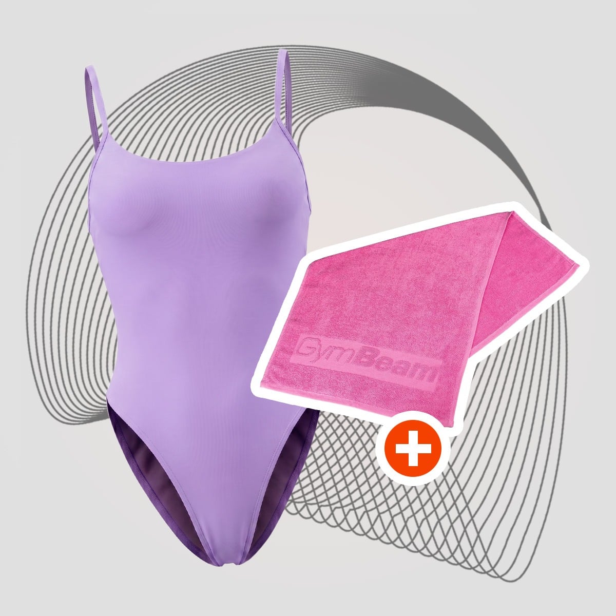 Jednodílné plavky ARUBA Lilac - GymBeam + dárek