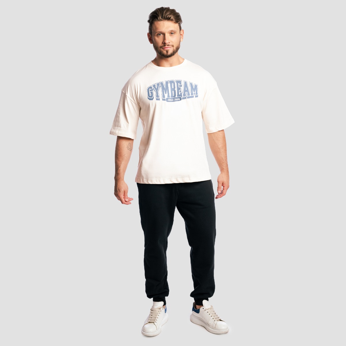 GymBeam Tričko Boxy Athletic Society Cream (obrázek 5)