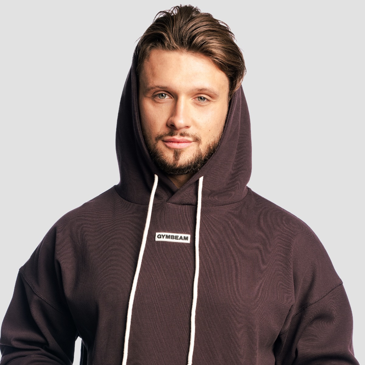 GymBeam Aura Hoodie Tee Brown (obrázek 3)