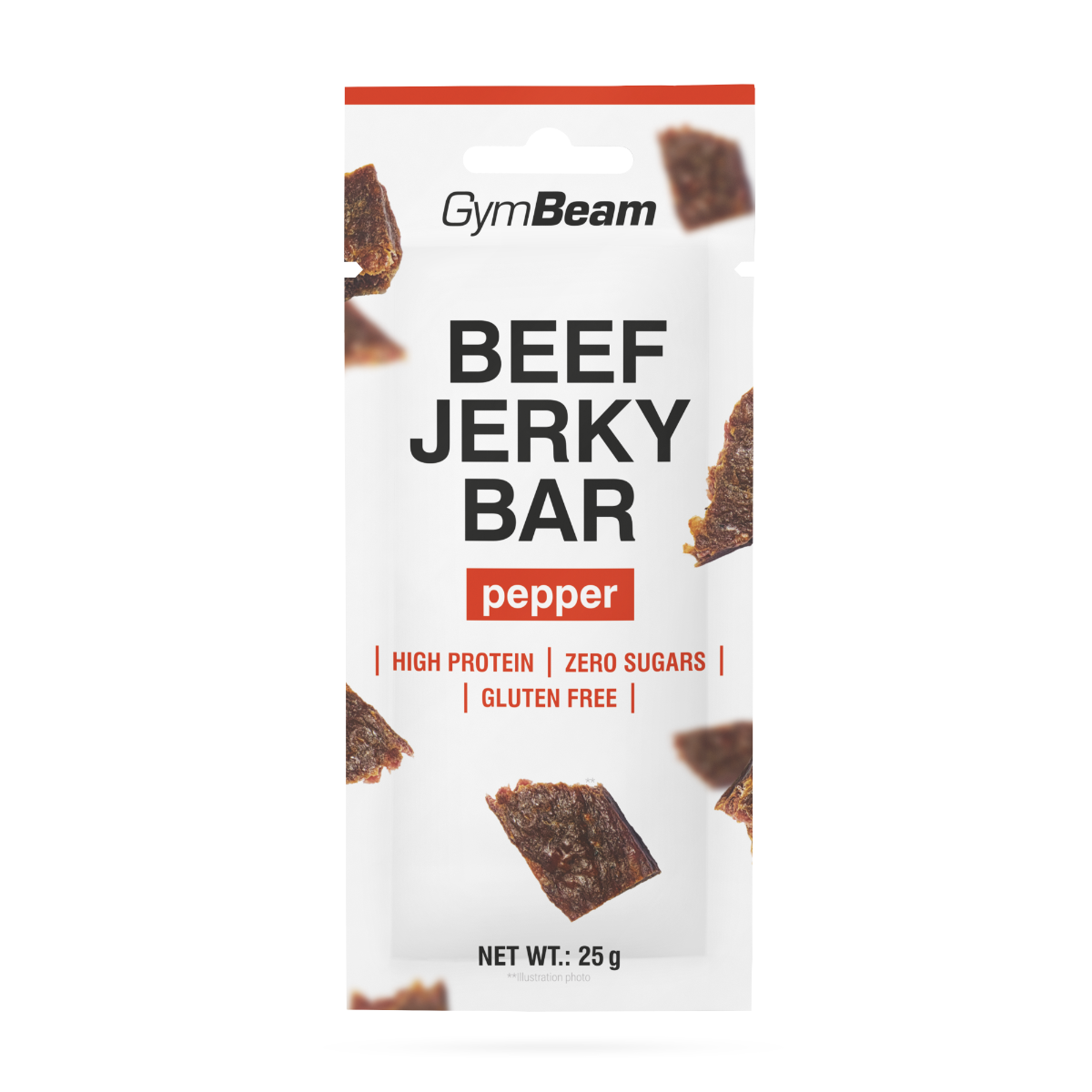 Beef Jerky Bar - GymBeam kořeněné 25 x 25 g