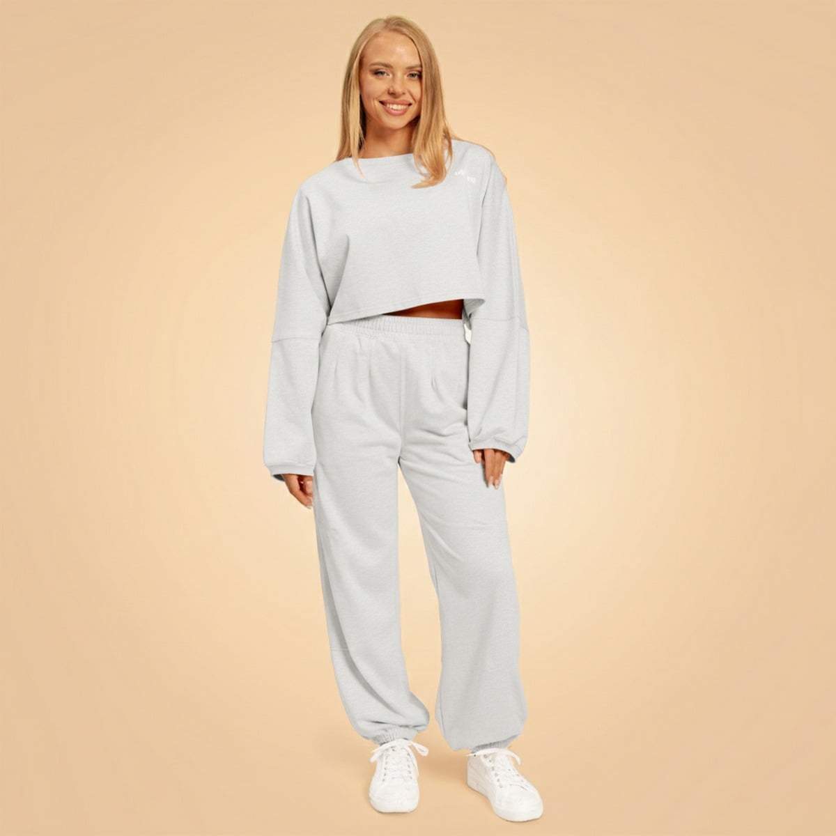 Dámská mikina Cropped Bliss Grey - BeastPink melage grey M