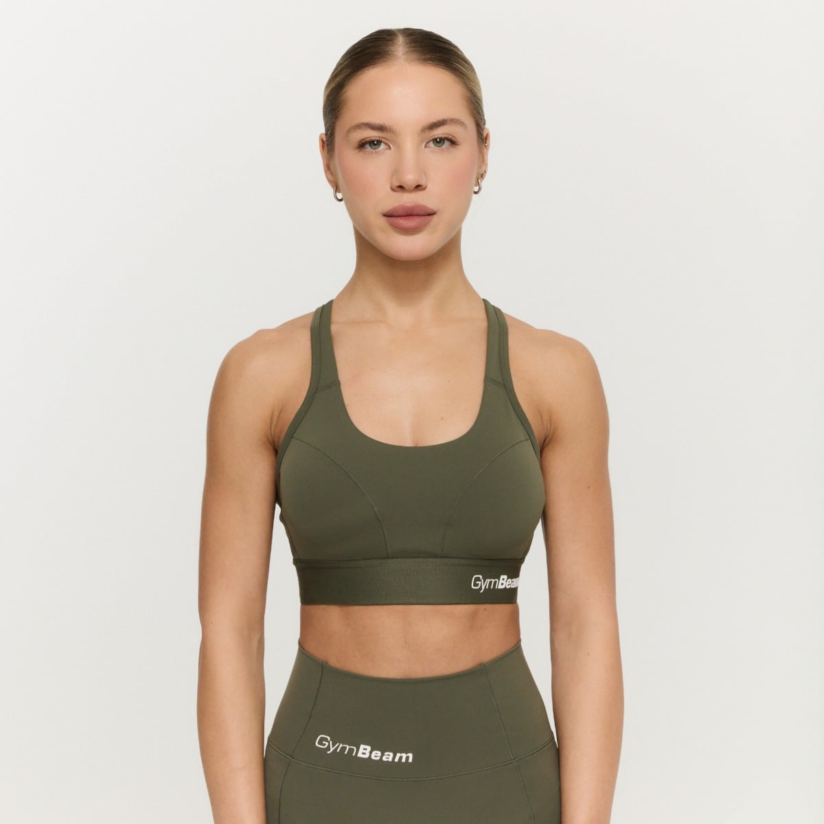 GymBeam Sportovní podprsenka Combat Olive Grey