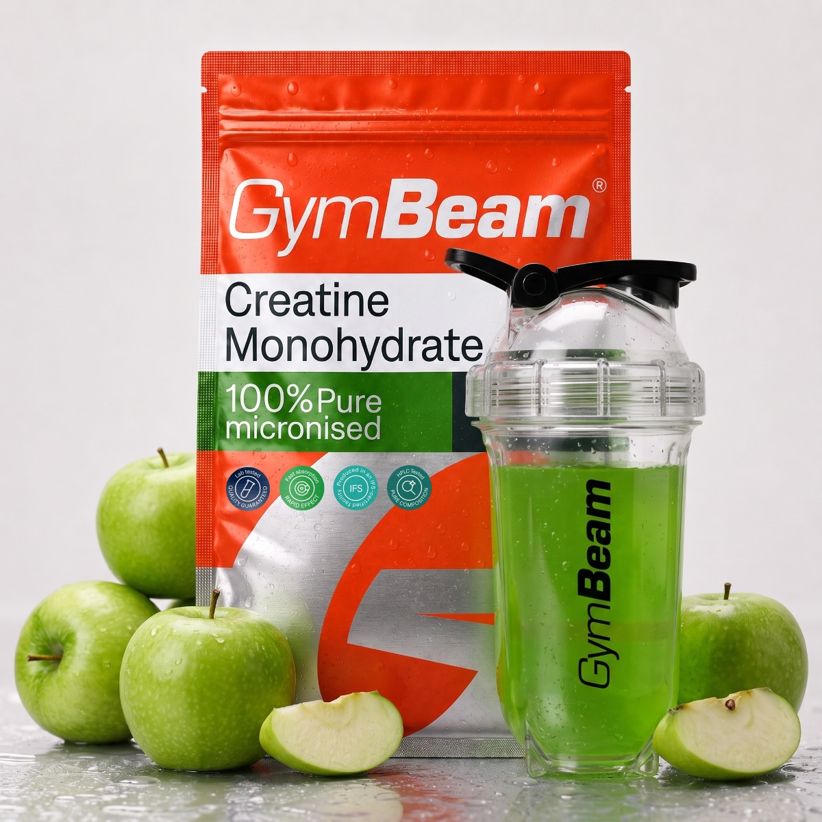 100% Kreatin monohydrát - GymBeam zelené jablko 250 g