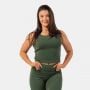 Dámské tílko Tank Top Ribbed Organic Cotton Dark Green - NEBBIA XS