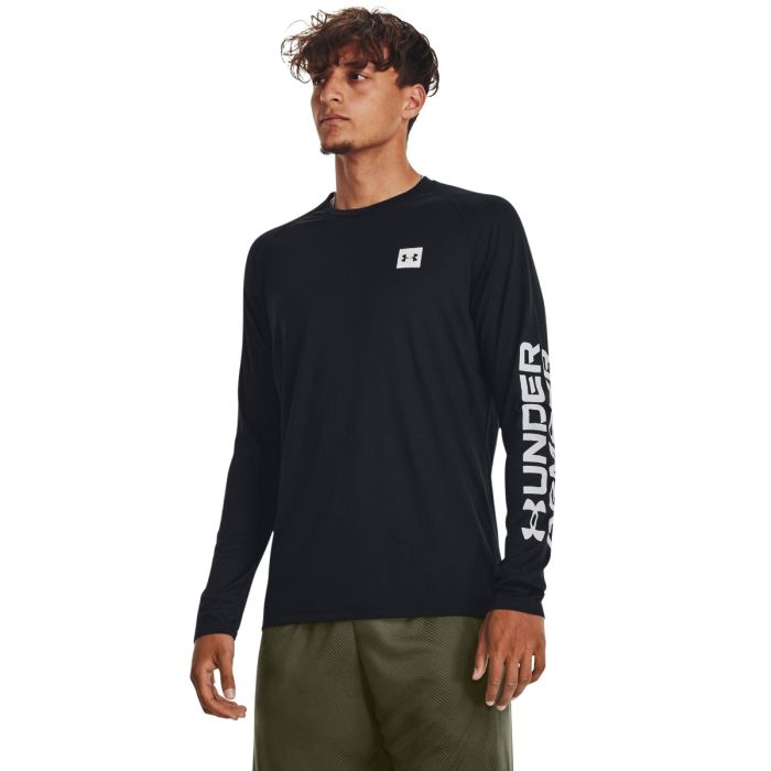 Pánské tričko Tech Prt Fill LS Black - Under Armour černá M