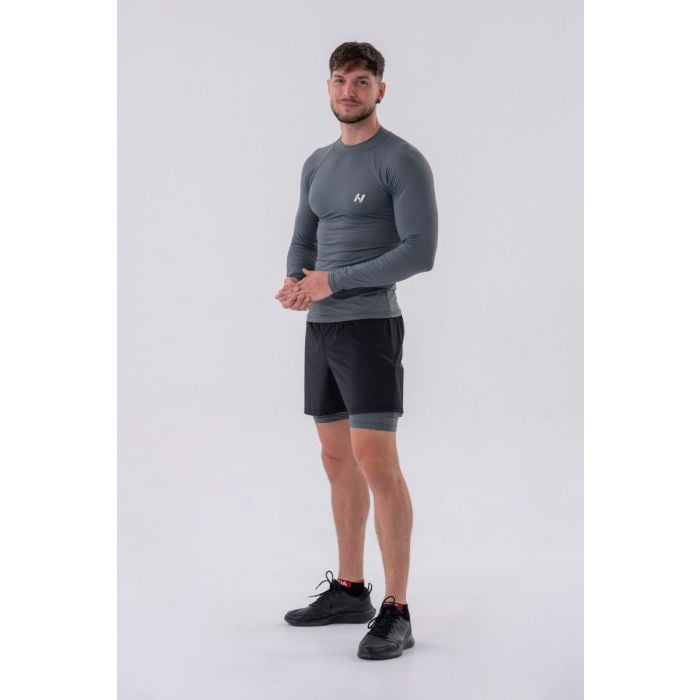 Pánské tričko Long-Sleeve Active Grey - NEBBIA XXL