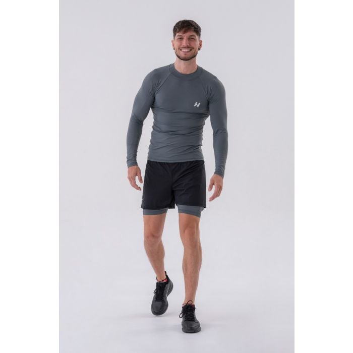 Pánské tričko Long-Sleeve Active Grey - NEBBIA XXL