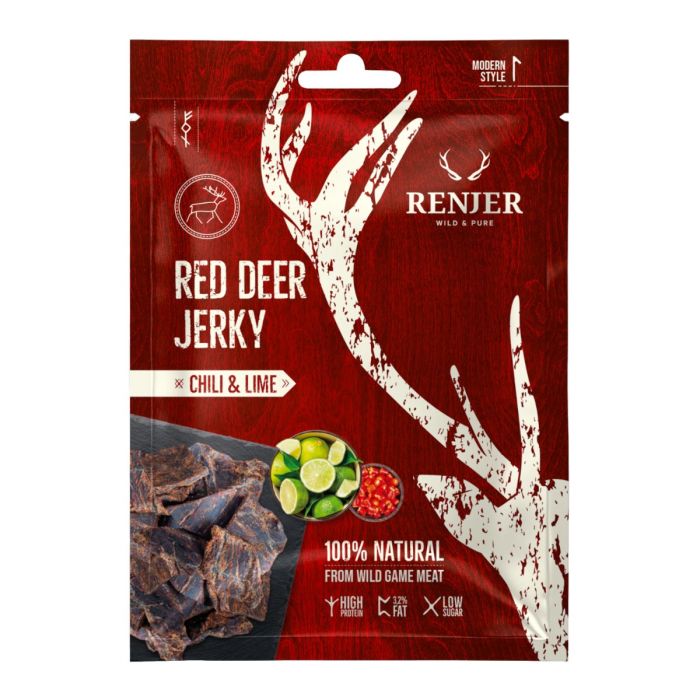 Levně Sušené jelení maso Deer Jerky 12 x 25 g chilli a limetka - Renjer