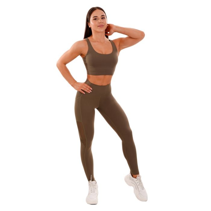 Dámské legíny Mesh Panel olive - GymBeam M