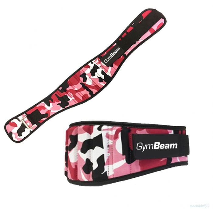 Dámsky fitness opasok Pink Camo GymBeam