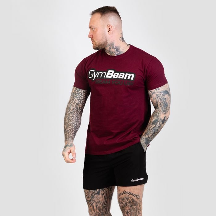 Tričko Beam Burgundy - GymBeam L
