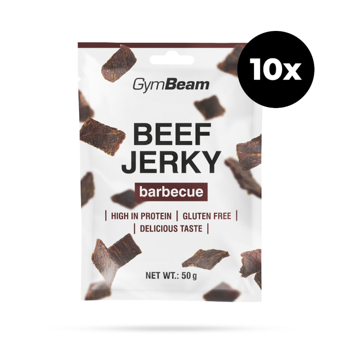 Sušené maso Beef Jerky - GymBeam barbecue 10 x 50 g