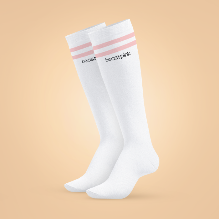 Ponožky High Socks White - BeastPink