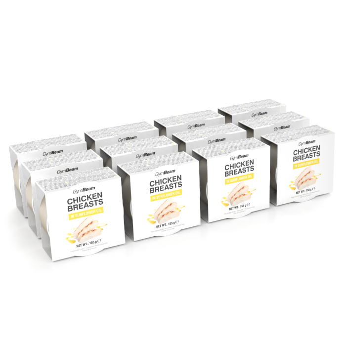Kuřecí prsa ve slunečnicovém oleji - GymBeam  12 x 155 g