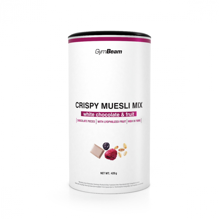 Crispy Muesli Mix  - GymBeam 420 g - bílá čokoláda ovoce