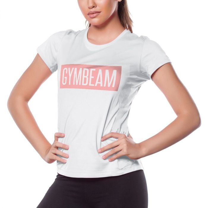 Dámske tričko Box Logo White Pink - GymBeam