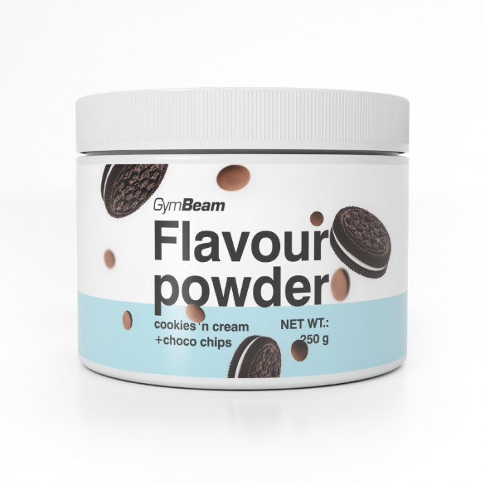 Flavour powder - GymBeam 250 g - cookies & cream a čokoládové kousky