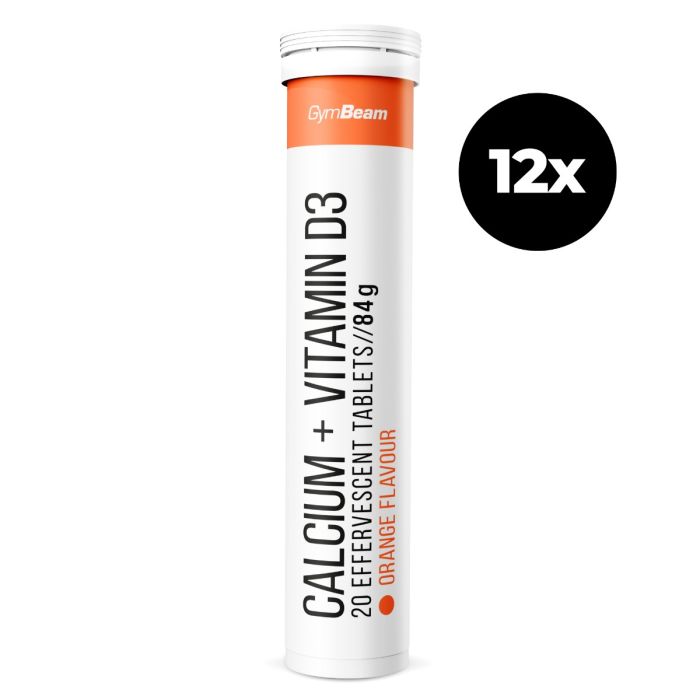 Vápník + vitamin D3 šumivý - GymBeam 20 tab. - pomeranč