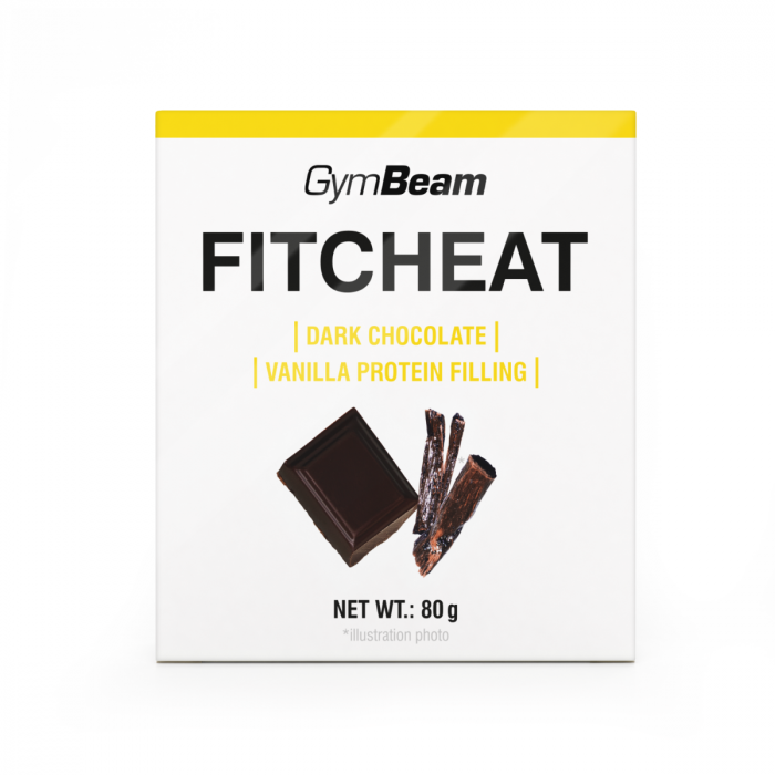 Proteinová čokoláda Fitcheat - GymBeam hořká čokoláda vanilka 80 g